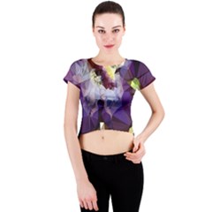 Purple Abstract Geometric Dream Crew Neck Crop Top by DanaeStudio