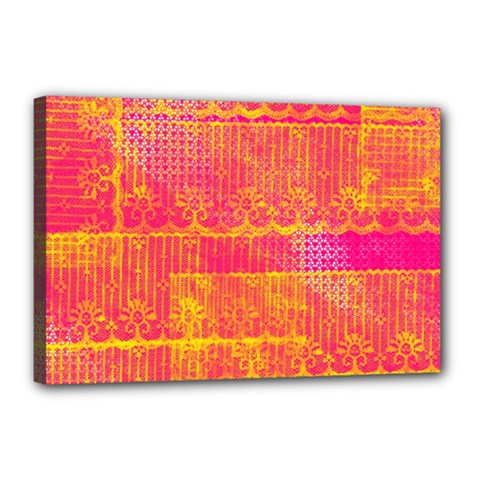 Yello And Magenta Lace Texture Canvas 18  X 12  by DanaeStudio