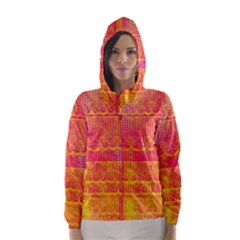 Yello And Magenta Lace Texture Hooded Wind Breaker (women) by DanaeStudio