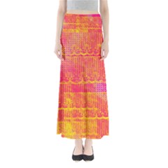Yello And Magenta Lace Texture Maxi Skirts by DanaeStudio