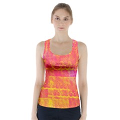 Yello And Magenta Lace Texture Racer Back Sports Top