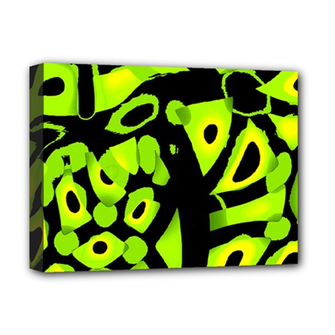Green Neon Abstraction Deluxe Canvas 16  X 12   by Valentinaart