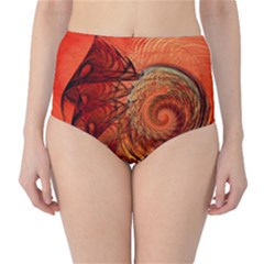 Nautilus Shell Abstract Fractal High-waist Bikini Bottoms by designworld65