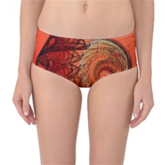 Nautilus Shell Abstract Fractal Mid-waist Bikini Bottoms by designworld65