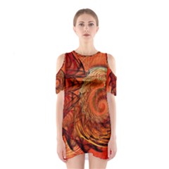 Nautilus Shell Abstract Fractal Cutout Shoulder Dress