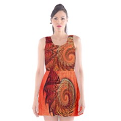 Nautilus Shell Abstract Fractal Scoop Neck Skater Dress