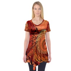 Nautilus Shell Abstract Fractal Short Sleeve Tunic 