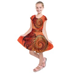 Nautilus Shell Abstract Fractal Kids  Short Sleeve Dress