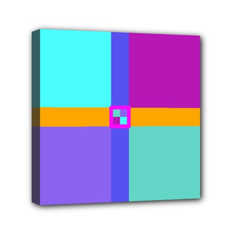 Right Angle Squares Stripes Cross Colored Mini Canvas 6  X 6  by EDDArt