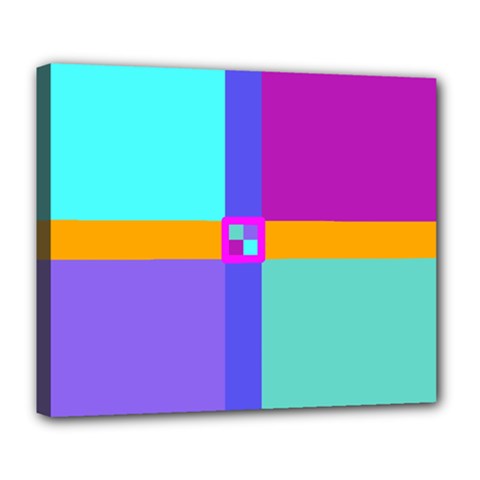 Right Angle Squares Stripes Cross Colored Deluxe Canvas 24  X 20   by EDDArt