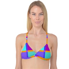 Right Angle Squares Stripes Cross Colored Reversible Tri Bikini Top by EDDArt