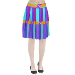 Right Angle Squares Stripes Cross Colored Pleated Skirt by EDDArt