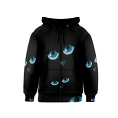 Halloween - Black Cat - Blue Eyes Kids  Zipper Hoodie by Valentinaart