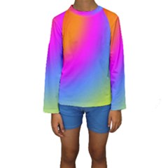 Radial Gradients Red Orange Pink Blue Green Kids  Long Sleeve Swimwear by EDDArt