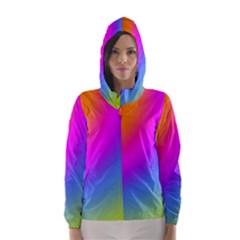 Radial Gradients Red Orange Pink Blue Green Hooded Wind Breaker (women) by EDDArt