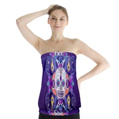 Día De Los Muertos Skull Ornaments Multicolored Strapless Top by EDDArt