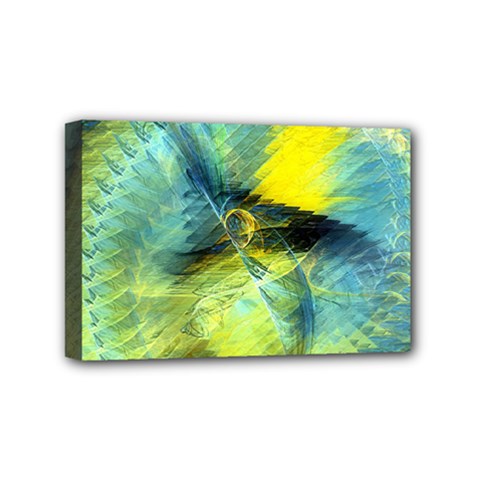 Light Blue Yellow Abstract Fractal Mini Canvas 6  X 4  by designworld65