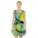 Light Blue Yellow Abstract Fractal V-Neck Sleeveless Skater Dress View2