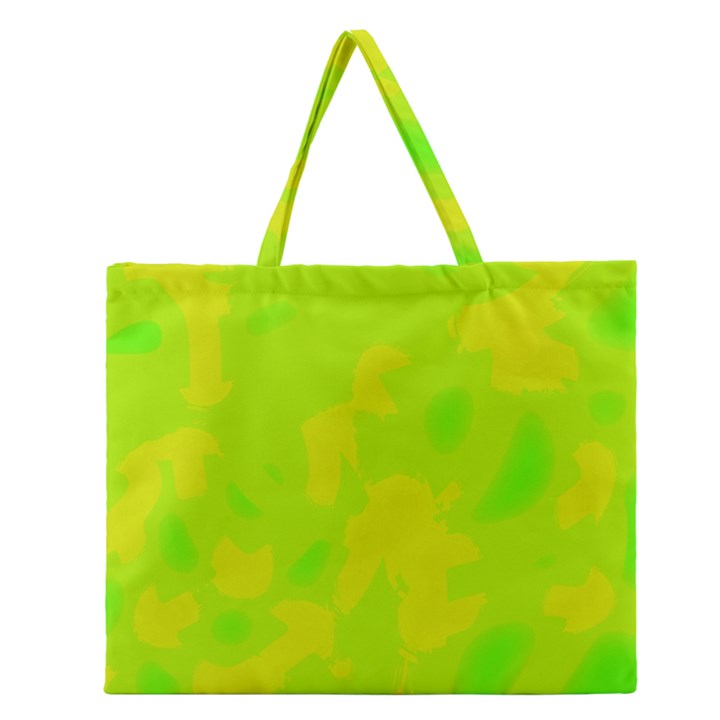 Simple yellow and green Zipper Large Tote Bag