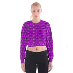 Purple Triangles Women s Cropped Sweatshirt by fashionnarwhal