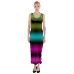 Dark Green Mint Blue Lilac Soft Gradient Fitted Maxi Dress by designworld65