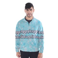 Happy Holidays Blue Pattern Wind Breaker (men)