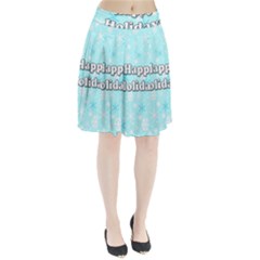 Happy Holidays Blue Pattern Pleated Skirt by Valentinaart