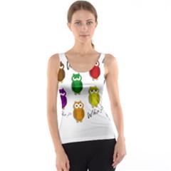 Cute Owls - Who? Tank Top by Valentinaart