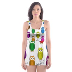Cute Owls - Who? Skater Dress Swimsuit by Valentinaart