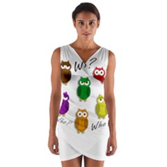 Cute Owls - Who? Wrap Front Bodycon Dress by Valentinaart