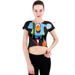 Abstract Composition  Crew Neck Crop Top by Valentinaart