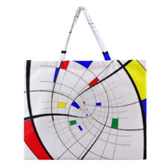 Swirl Grid With Colors Red Blue Green Yellow Spiral Zipper Large Tote Bag by designworld65
