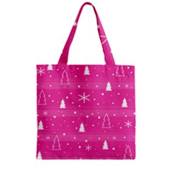 Magenta Xmas Zipper Grocery Tote Bag by Valentinaart