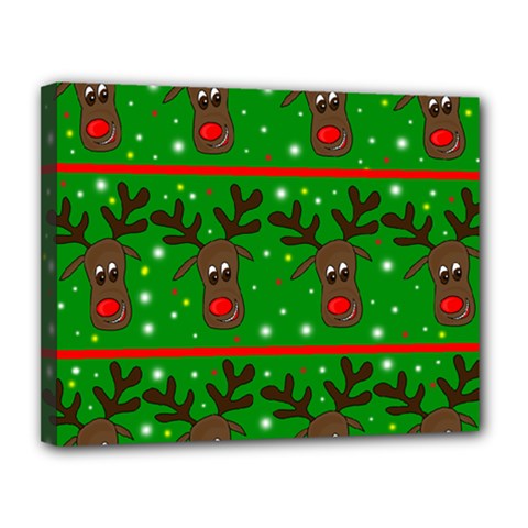 Reindeer Pattern Canvas 14  X 11  by Valentinaart