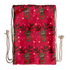 Reindeer Xmas Pattern Drawstring Bag (large) by Valentinaart