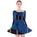 Abstract night landscape Long Sleeve Velvet Skater Dress View1