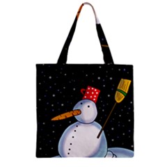 Lonely Snowman Zipper Grocery Tote Bag by Valentinaart