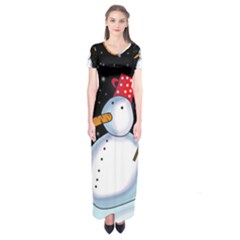 Lonely Snowman Short Sleeve Maxi Dress by Valentinaart