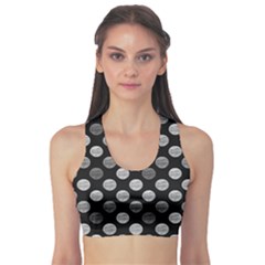 Death Star Polka Dots In Greyscale Sports Bra by fashionnarwhal