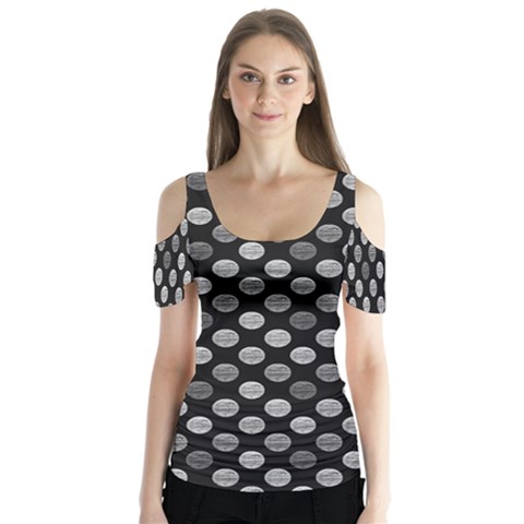 Death Star Polka Dots In Greyscale Butterfly Sleeve Cutout Tee  by fashionnarwhal