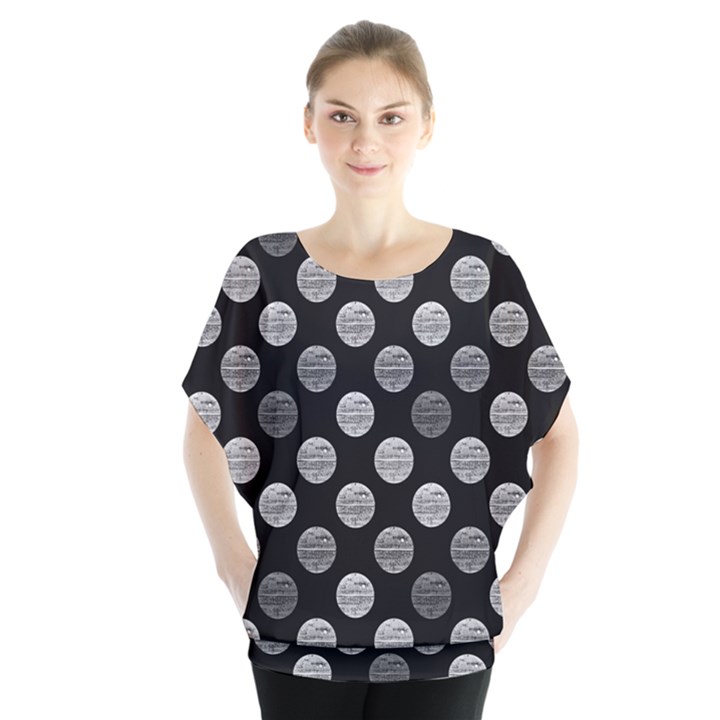 Death Star Polka Dots In Greyscale Blouse