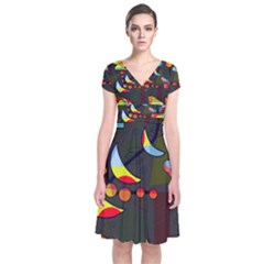 Happy Day 2 Short Sleeve Front Wrap Dress