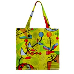 Happy Day - Yellow Zipper Grocery Tote Bag by Valentinaart
