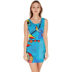 Happy Day - Blue Sleeveless Bodycon Dress by Valentinaart