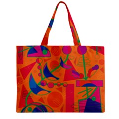 Happy Day - Orange Zipper Mini Tote Bag by Valentinaart