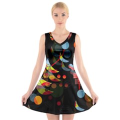 Magical Night  V-neck Sleeveless Skater Dress by Valentinaart