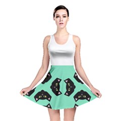 Black Cat Face Reversible Skater Dress