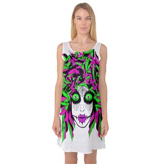 Spidie Lady Sugar Skull Sleeveless Satin Nightdress by burpdesignsA