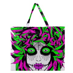 Spidie Lady Sugar Skull Zipper Large Tote Bag by burpdesignsA