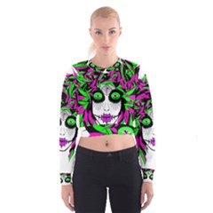 Spidie Lady Sugar Skull Women s Cropped Sweatshirt by burpdesignsA